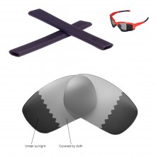 Walleva Transition Polarized Replacement Lenses + Black Rubber for Oakley Jawbone Sunglasses 